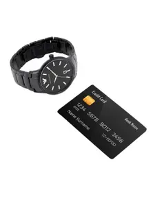 Emporio Armani Men Black Dial & Bracelet Style Renato Analogue Watch AR11184