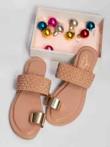 Brauch Women Peach Textured One Toe Flats