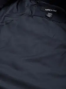 Kenneth Cole Velocity Men Navy Blue Self Design Stand-Collar Quilted Jacket