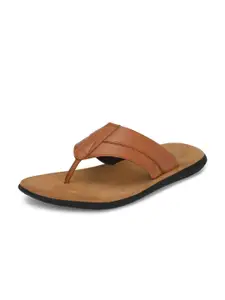 El Paso Men Tan Brown Solid Comfort Sandals