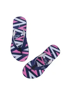 Brauch Women Blue & White Printed Thong Flip-Flops