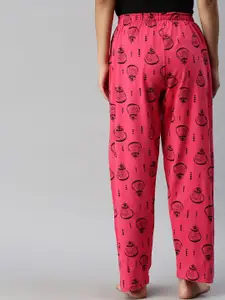 Kryptic Women Pink Printed Cotton Lounge Pants