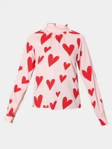 Vero Moda Pink Print Cuffed Sleeves Top