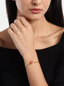 Carlton London Women Red Gold-Plated Stone Studded Cuff Bracelet