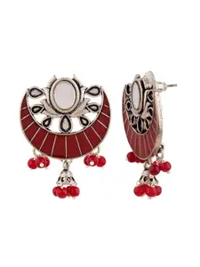 Voylla Silver-Toned Geometric Studs Earrings