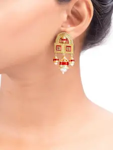 Voylla Gold-Toned Geometric Studs Earrings