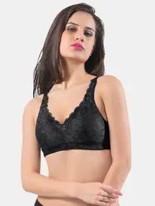 Dazzle Black Abstract Non Padded Bra