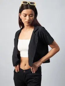 CHIMPAAANZEE Women Black Relaxed Boxy Casual Shirt