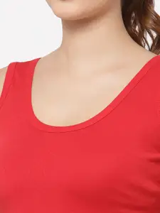 Floret Women Pack of 2 Blue & Red Solid Camisoles