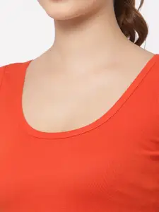 Floret Women Pack Of 2 Rose & Coral Solid Cotton Camisoles