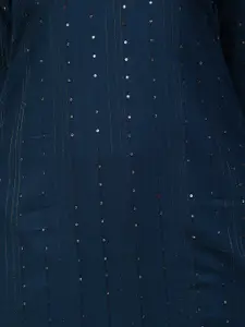 FASHOR Women Navy Blue Kurta