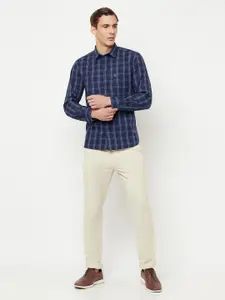 Cantabil Men Blue Classic Checked Cotton Casual Shirt
