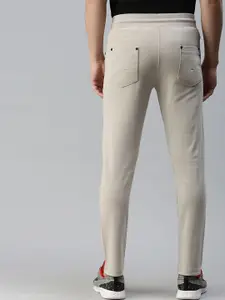 SHOWOFF Men Beige Cotton Slim-Fit Track Pants