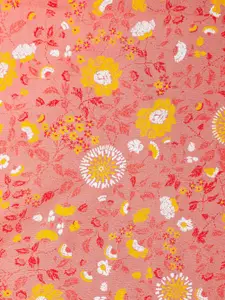 RANGMANCH BY PANTALOONS Women Peach-Coloured & Red Floral Printed Kurta