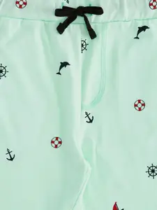 Pantaloons Junior Boys Sea Green Printed Shorts