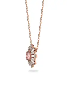 SWAROVSKI Pink & Gold-Toned Crystal Studded Necklace