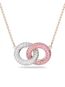 SWAROVSKI Pink & Silver-Toned Rose Gold-Plated Necklace