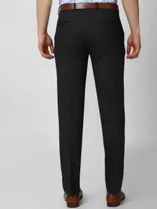 Van Heusen Men Black Solid Slim Fit Formal Trousers
