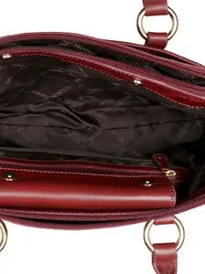 Hidesign Red Textured Leather Structured Satchel