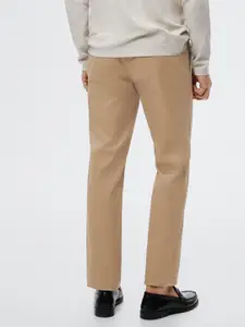 MANGO MAN Beige Solid Trousers