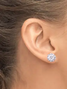 ANAYRA White Circular Studs Earrings