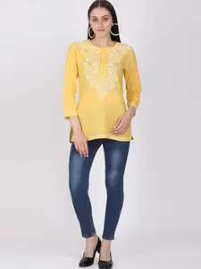 PARAMOUNT CHIKAN Women Embroidered Lucknowi Chikankari Cotton Kurti