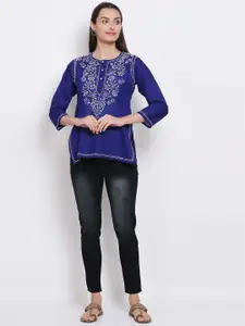 PARAMOUNT CHIKAN Women Embroidered Lucknowi Chikankari Cotton Kurti