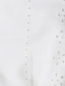 People White Shoulder Strap Schiffli Smocked Crop Top