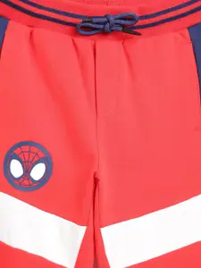 Blue Giraffe Boys Red & Blue Printed Pure Cotton Straight-Fit Joggers