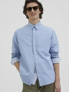 SELECTED Men Blue Linen Organic Cotton Casual Shirt