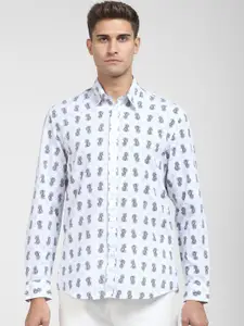 SELECTED Men White Organic Cotton Casual Shirt