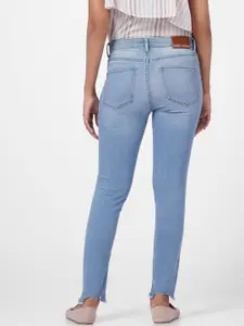 Vero Moda Women Blue Skinny Fit High-Rise Low Distress Light Fade Jeans