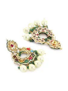 Ruby Raang Multicoloured Gold Plated Circular Drop Earrings