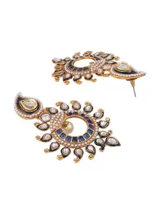 ANIKAS CREATION Gold Plated Blue Contemporary Drop Earrings