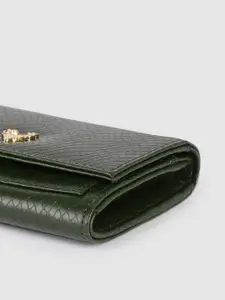 Allen Solly Women Green Textured PU Two Fold Wallet