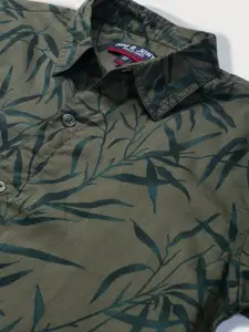 Gini and Jony Boys Olive Green Classic Printed Casual Shirt