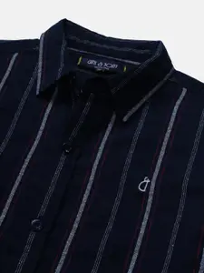 Gini and Jony Boys Blue Classic Striped Casual Shirt