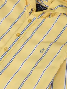 Gini and Jony Boys Yellow Classic Striped Hooded Casual Shirt