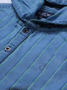 Gini and Jony Boys Blue Classic Striped Hooded Casual Shirt