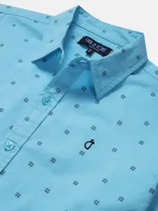 Gini and Jony Boys Blue Classic Printed Casual Shirt
