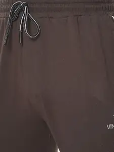 VINENZIA Men Brown Solid Pure Cotton Track Pants