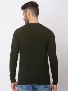 SPYKAR Men Olive Green Printed Cotton Pullover