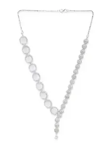 Voylla White Rose Gold-Plated American Diamond CZ Necklace Set