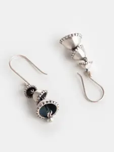 SHAYA Silver-Toned Contemporary Drop Earrings