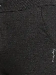 Pepe Jeans Men Dark Grey Solid Cotton Athleisure Joggers