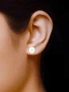 LeCalla women  Silver-Toned Contemporary Studs Earrings