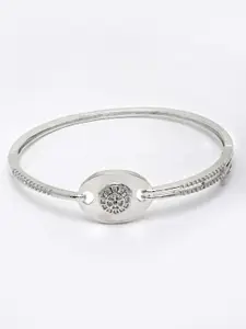 PANASH Women Cubic Zirconia Studded & Rhodium-Plated Bangle-Style Bracelet