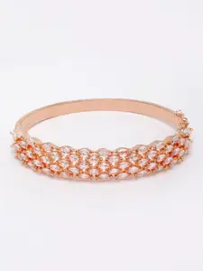 PANASH Women Cubic Zirconia & Rose Gold-Plated Bangle-Style Bracelet