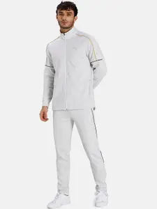 Puma Men Grey Cotton Sporty Slim Fit Track Jacket