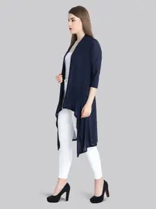 BUY NEW TREND Women Navy Blue Long Line Asymmetric Shrug
